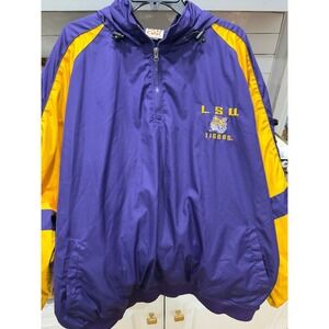 vtg red oak nylon lsy tigers‎ hooded windbreaker 2xl